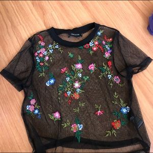 Urban outfitters floral mesh top